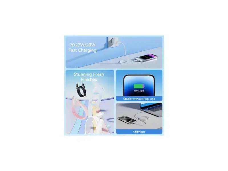 Кабель Lightning Vention 1.0m PD27W PVC blue (LAKSF) - фото 7