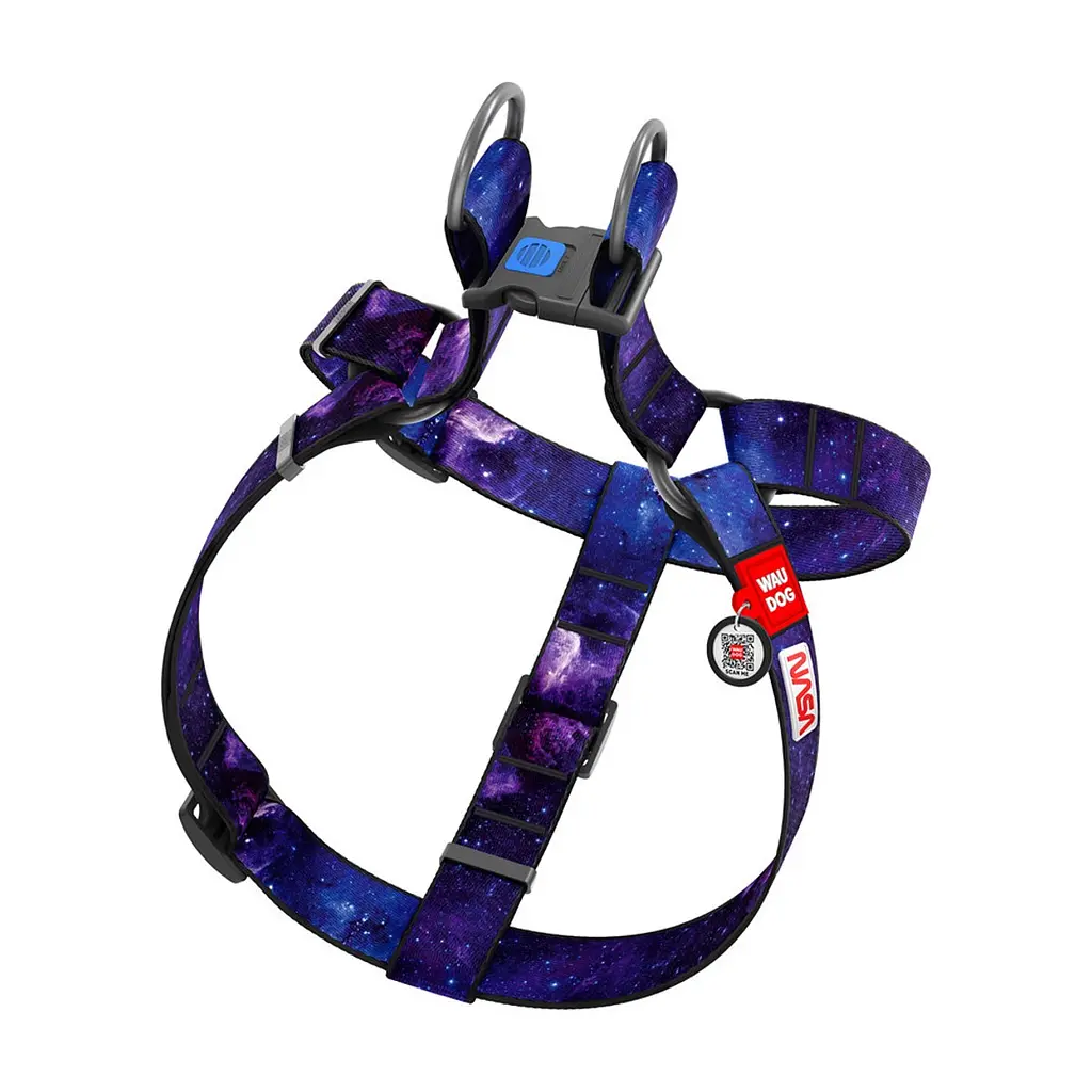 Шлея для собак WAUDOG Nylon з QR паспортом "NASA21" пластиковий фастекс XL (324-0148) - фото 2