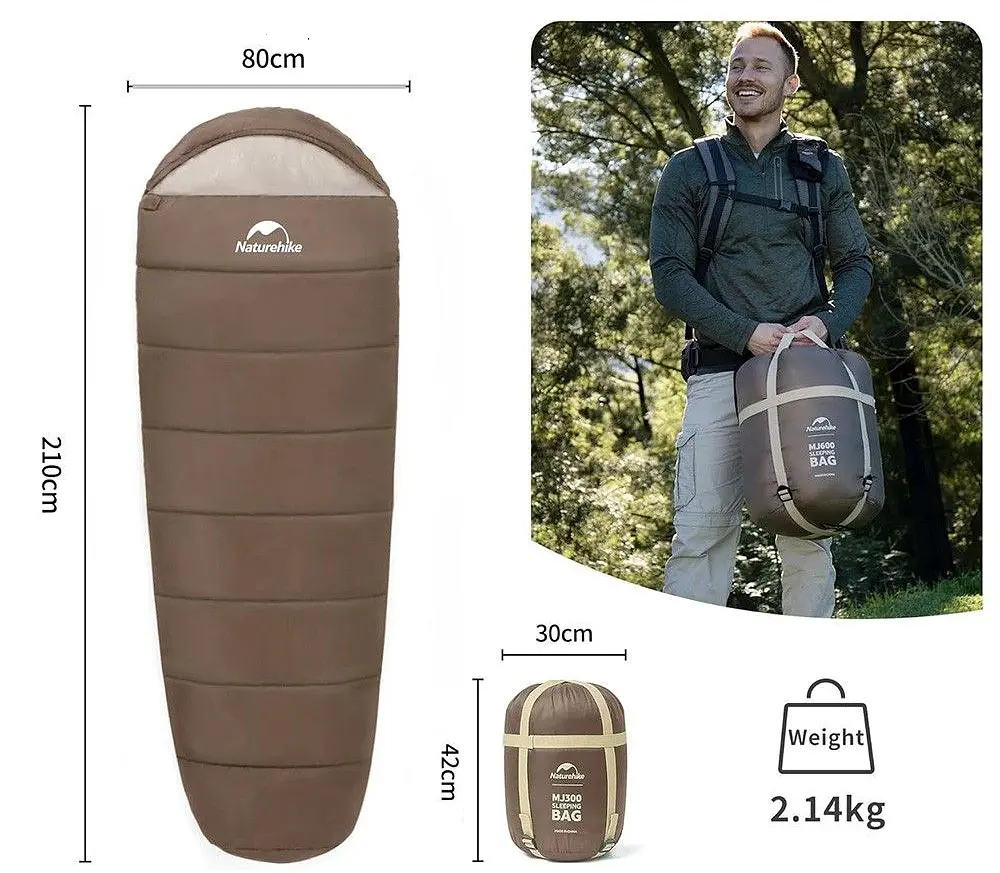 Спальник Naturehike MJ 600 (CNK2300SD014) -5°C з капюшоном - коричневий - фото 2