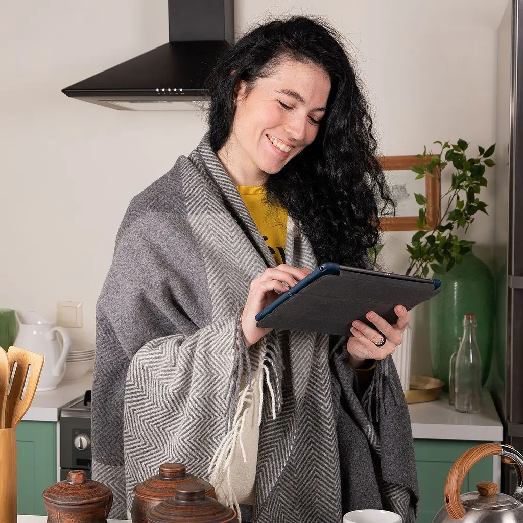 Плед Love You меринос клітинка 140х200 см сірий (4502) - фото 5