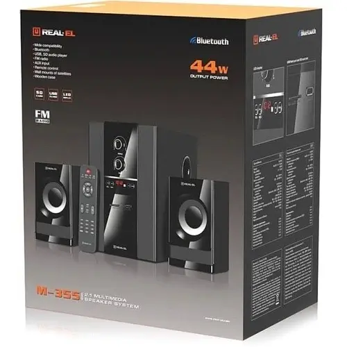 Колонки 2.1 M-355 Black сателлиты 2 x 12 Вт. REAL-EL teh0021034 - фото 8