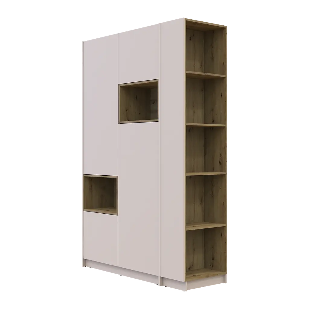 Шафа для одягу з нішою та етажеркою Doros Дейл Кашемір/Дуб Артизан 2 ДСП 143.2х52х220 (44900336) - фото 7