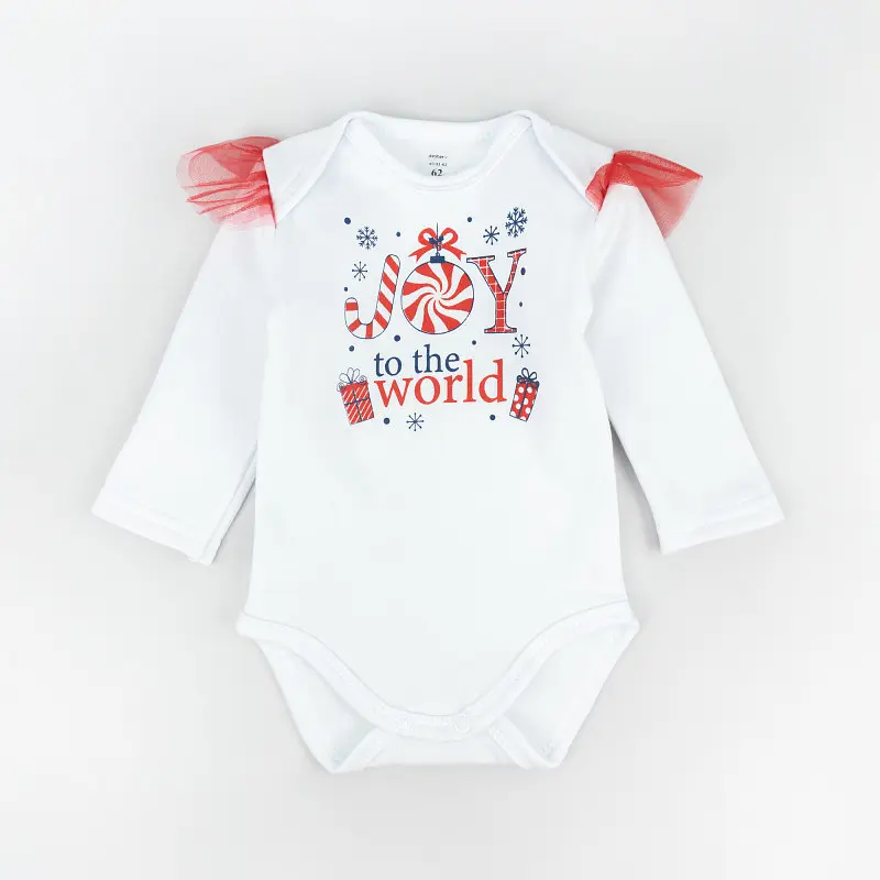 Теплий новорічний комплект для дівчинки Joy To The World зріст 86 см (12 - 18 місяців) Malena Білий з принтом - фото 2