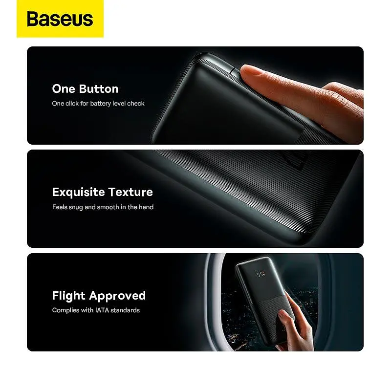 Внешний аккумулятор BASEUS Bipow Pro Digital Display PPBD040001 10000mAh портативное зарядное черное - фото 8