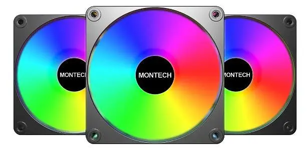 Набор трех вентиляторов для корпуса 120MM GF120R V2 ARGB PWM 3I1 (B) MONTECH - фото 3