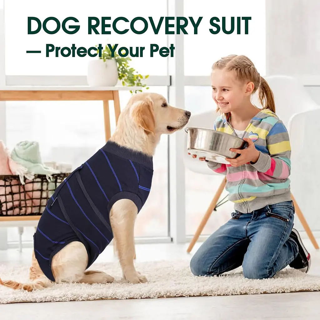 Післяопераційна попона для собак Wan Talk Recovery Suit, Dark Blue Stripe, 5XL - фото 5