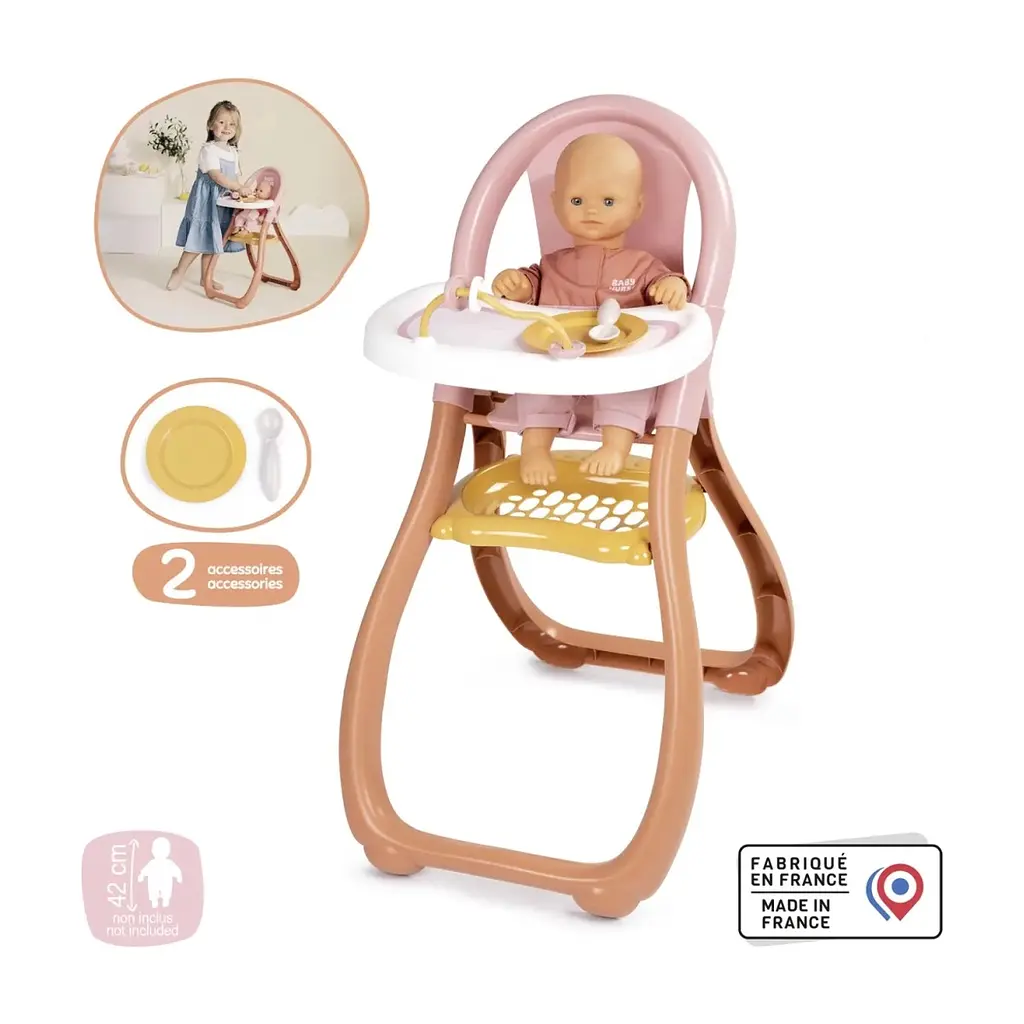 Ігровий набір Smoby стільчик Бебі Ньорс Теракотова пудра для годування, 2 аксесуари, 18 міс. (7600220388) - фото 4
