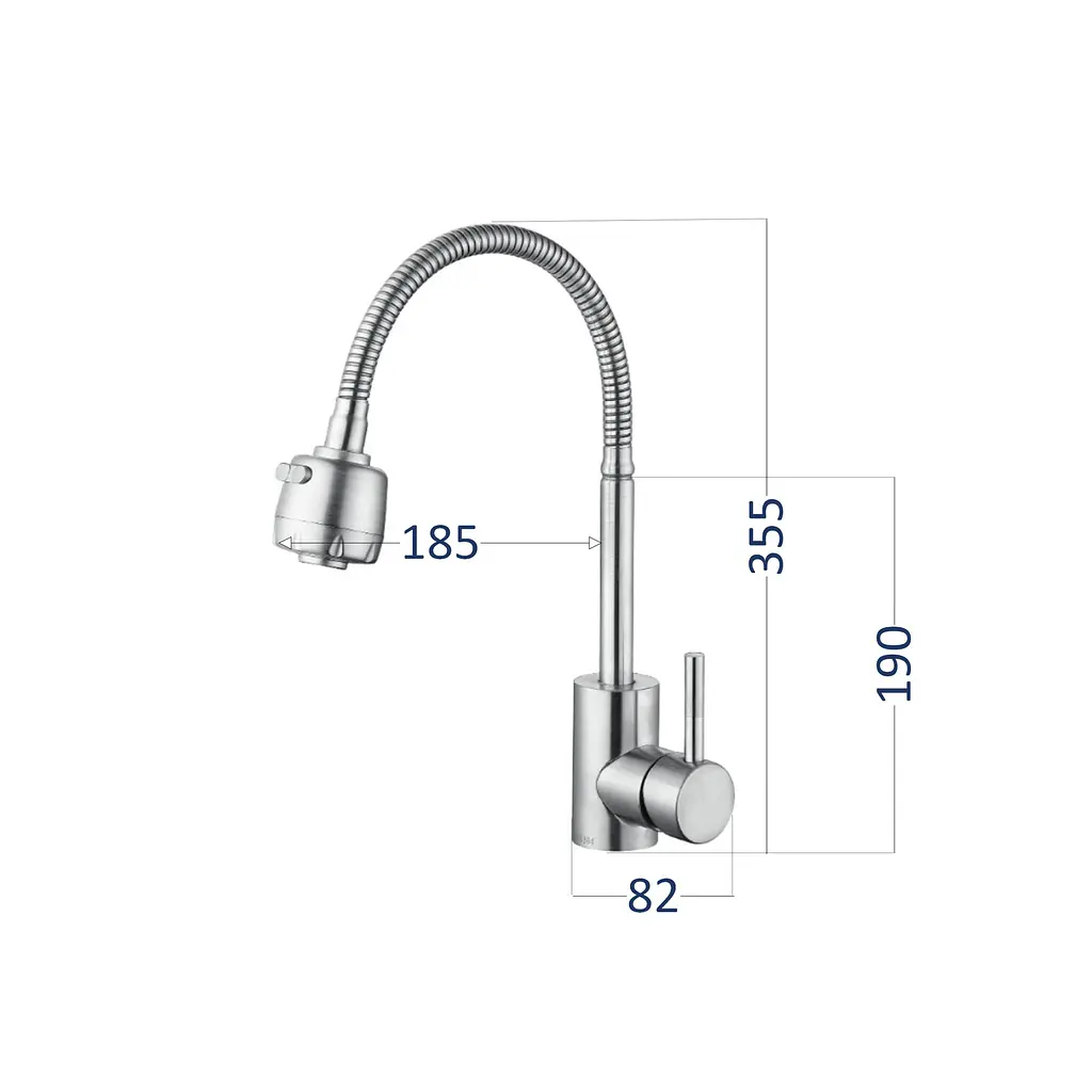 Змішувач для кухні Lidz Aria 015F41 з гнучким виливом (k35) LDARI015F41NKS45306 Nickel Нержавіюча сталь - фото 2