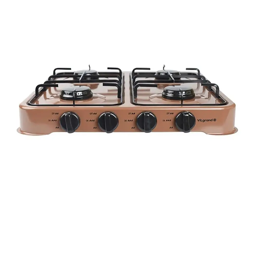 Настільна газова плита ViLgrand VGP-4042 Brown з кришкою на 4 конфорки 88099 - фото 2