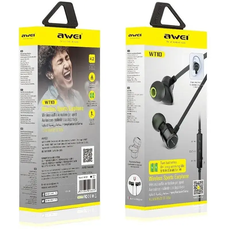 Наушники Awei WT10 Bluetooth Earphones Black - фото 2