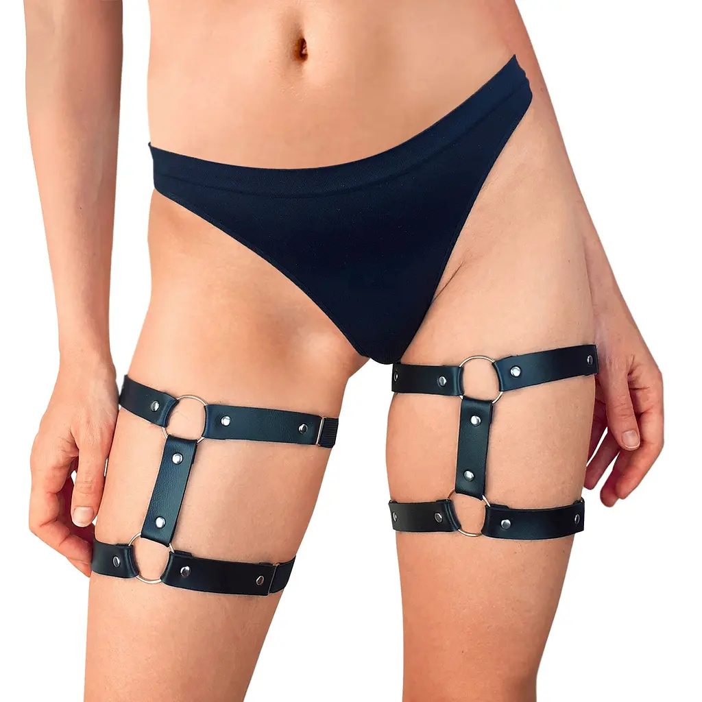 Гартери на ногу із натуральної шкіри Art of Sex - Kristina Leg Garters (2 шт), колір Чорний Art of Sex SO6601 96198