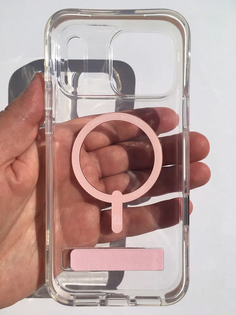 Чохол протиударний для iPhone 17 Pro Max ZAGG Gear4 Santa Cruz MagSafe KS Clear Case Прозорий з підставкою Рожевий - фото 8