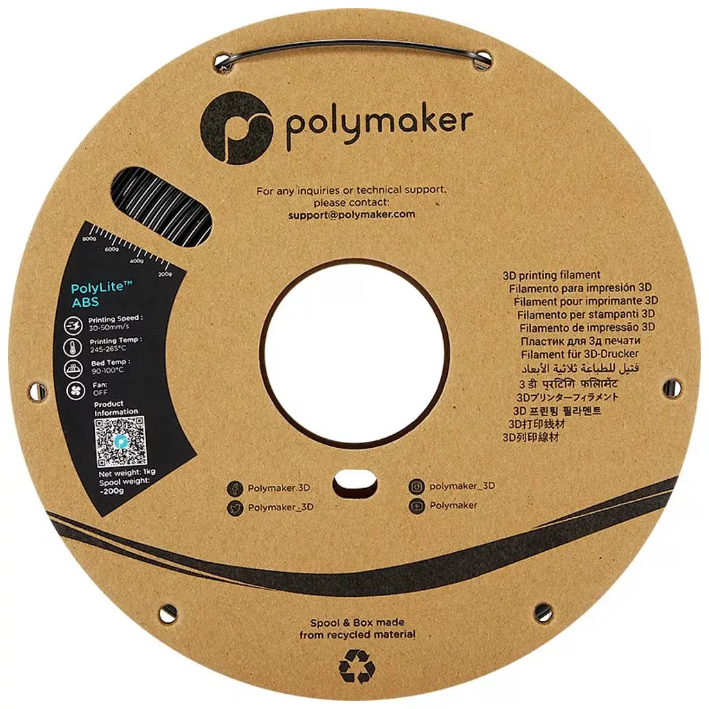 Пластик для 3D-принтера Polymaker ABS POLYLITE 1.75 мм 1 кг Black (PE01001) - фото 2