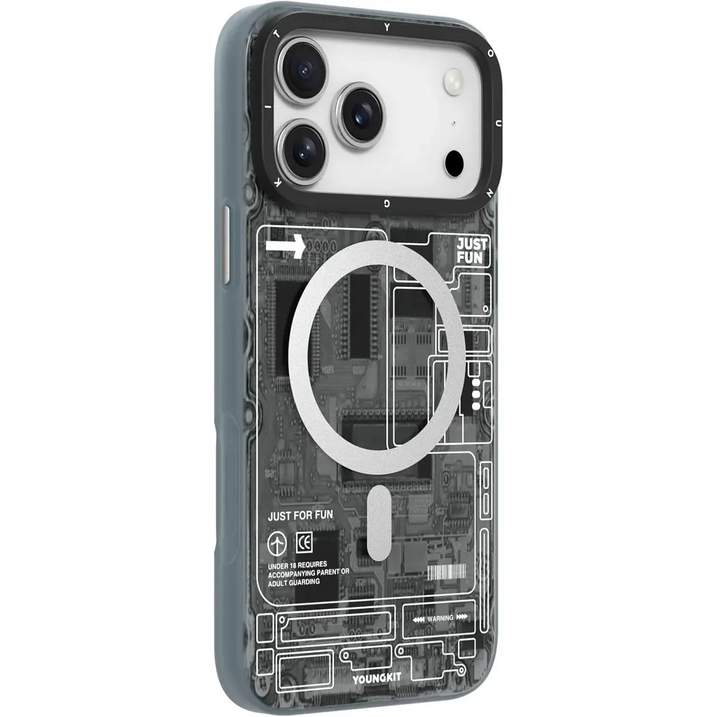 Чохол YoungKit Futuristic Circuit Board with Magnetic Ring для Apple iPhone 17 Pro Black [168261] - фото 3