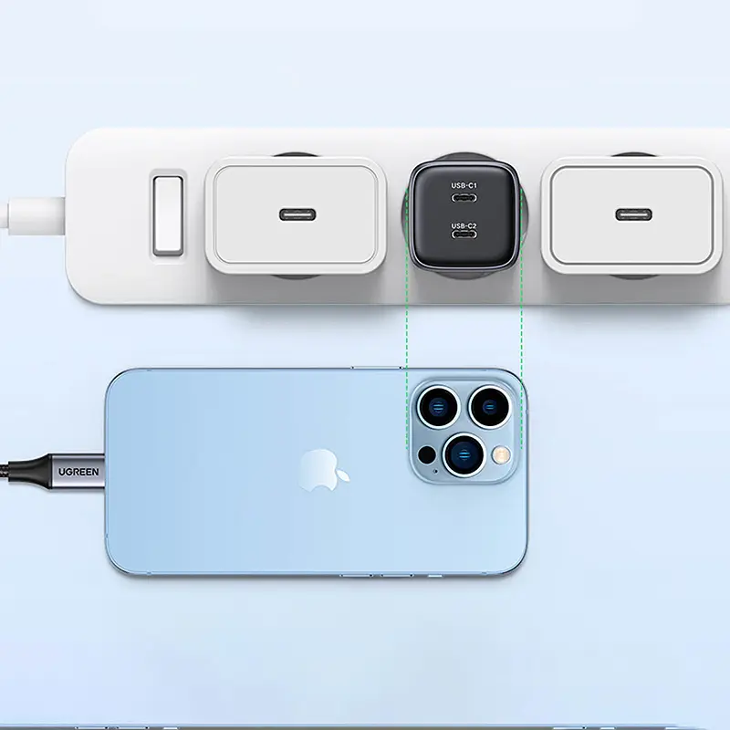 Зарядний пристрій 2xUSB 45W 2xUSB-C Gan PD 25W+20W, CD294 Ugreen Сірий - фото 5