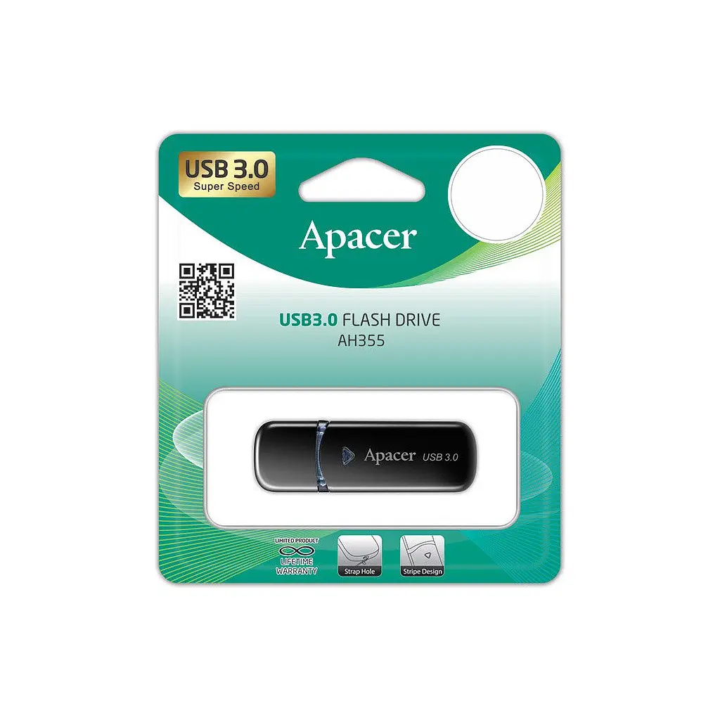 USB флеш накопичувач Apacer 32GB AH355 Black USB 3.0 (AP32GAH355B-1) - фото 4
