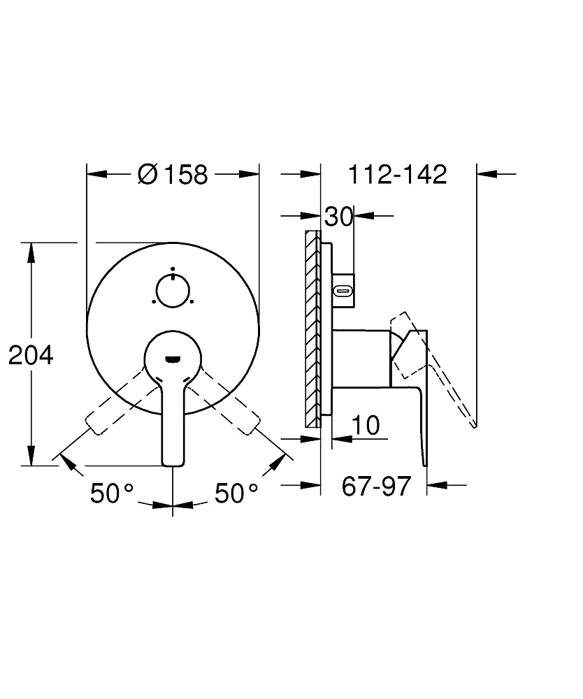 Змішувач прихованого монтажу на 3 виходи Grohe Lineare 24095001, Хром - фото 2