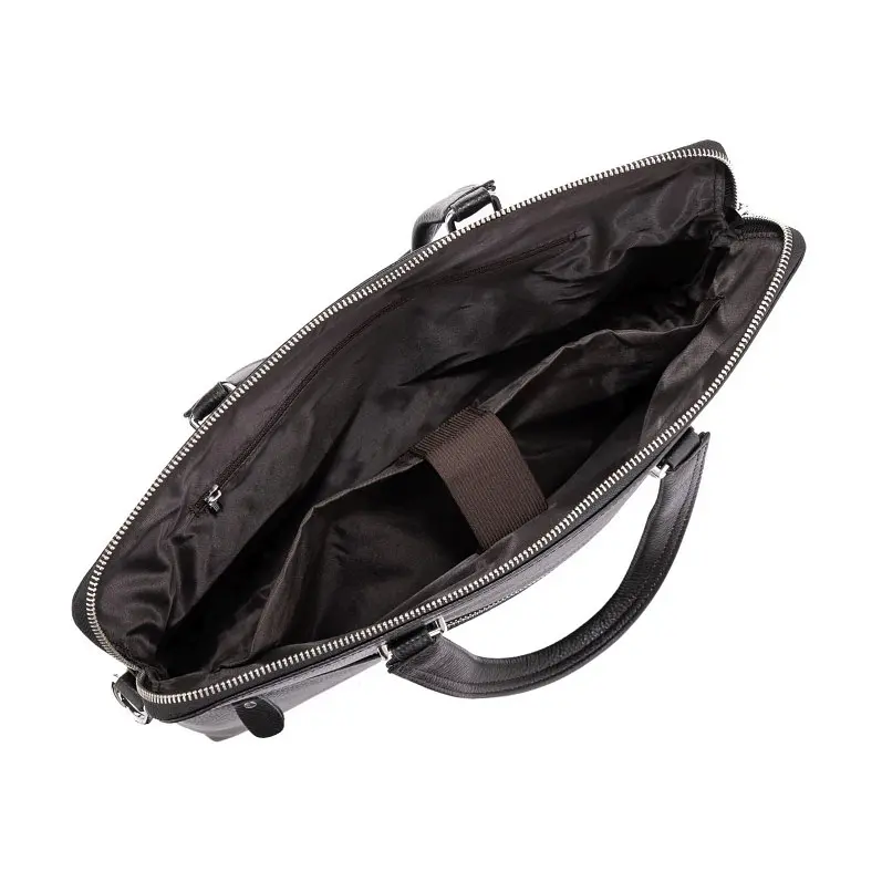 Сумка для ноутбука и документов кожаная черная Tiding Bag 9157 с 2 ручками - фото 6