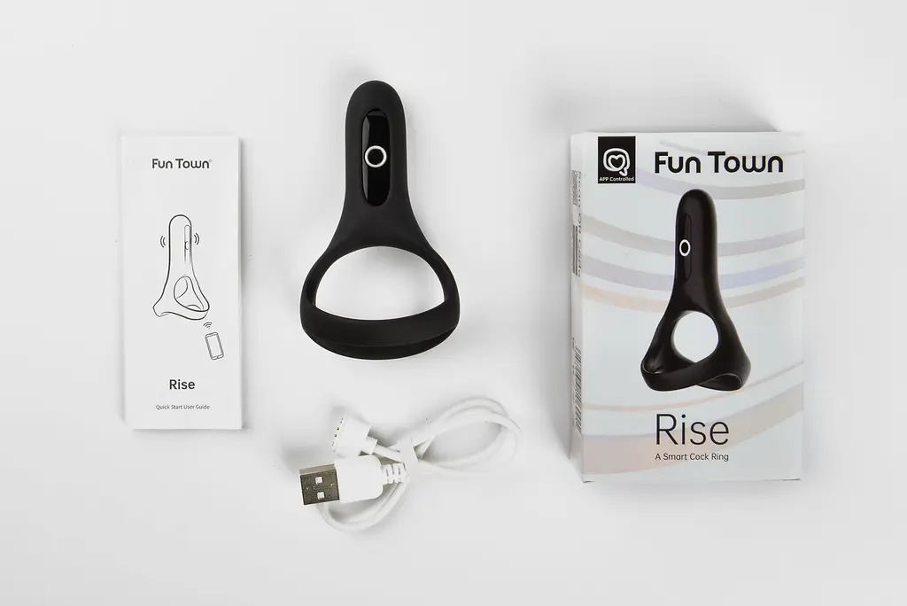 Подвійне ерекційне кільце Fun Town Rise Black, керування зі смартфона - фото 4