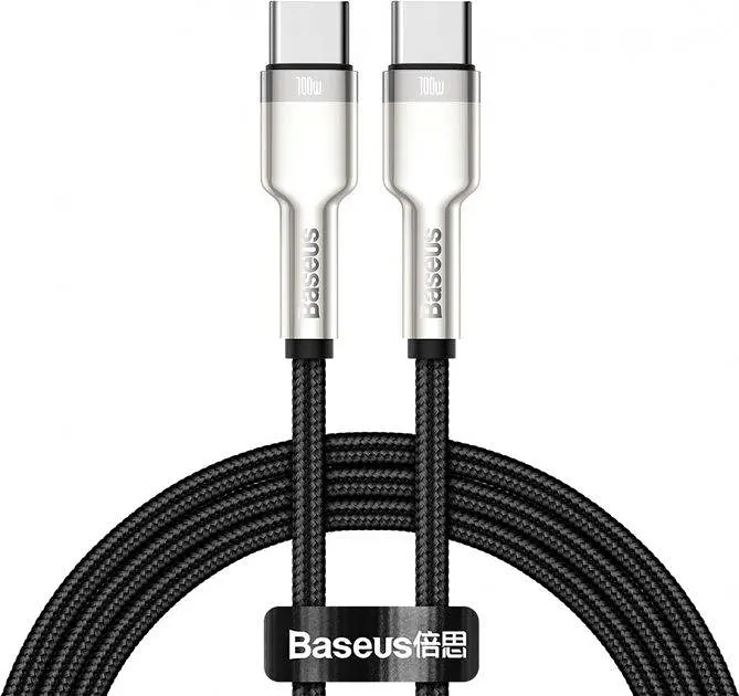 Кабель Baseus Cafule Metal Type-C to Type-C 100W 2 м чорний (CATJK-D01)