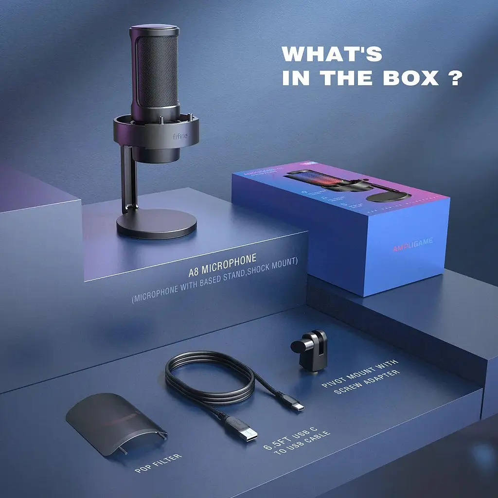 Мікрофон Fifine AmpliGame A8 USB з RGB підсвіткою, чорний - фото 3