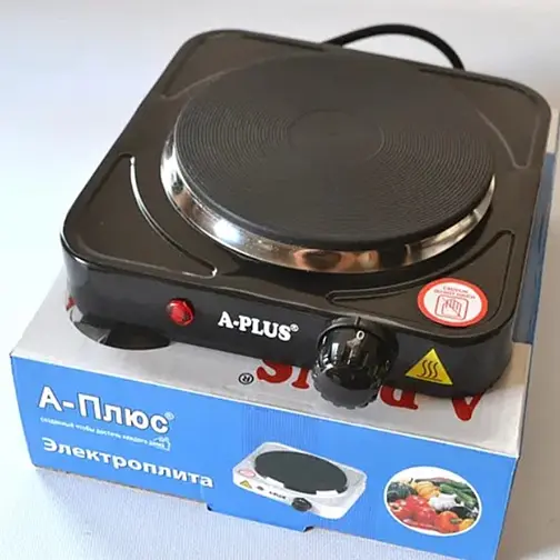Плита одноконфоркова дискова кухонна A-Plus 2102 настільна переносна електроплита Чорний - фото 4