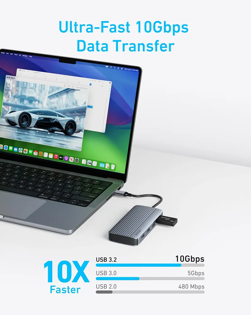 Перехідник Anker USB-C Hub - 7-in-1 - PD in 100W, 2xHDMI, 4xUSB-A Black (7255315) - фото 7