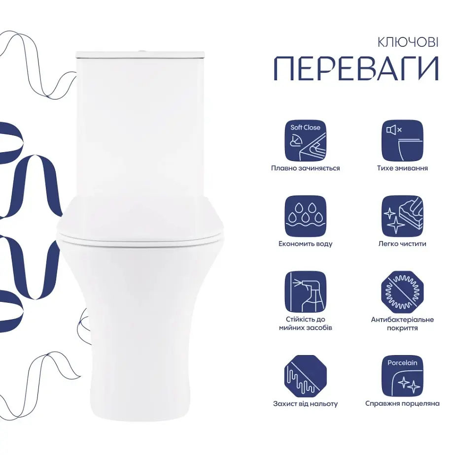 Унітаз підлоговий Qtap Presto Quadro Rimless з сидінням Slim Duroplast/ Soft-close/ Quick Release QT24221215AW - фото 2