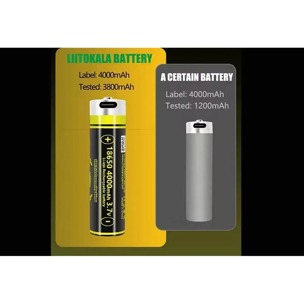 Акумулятор LiitoKala 18650 Li-ion 4000 мАг USB-C 18,6х72 мм - фото 7