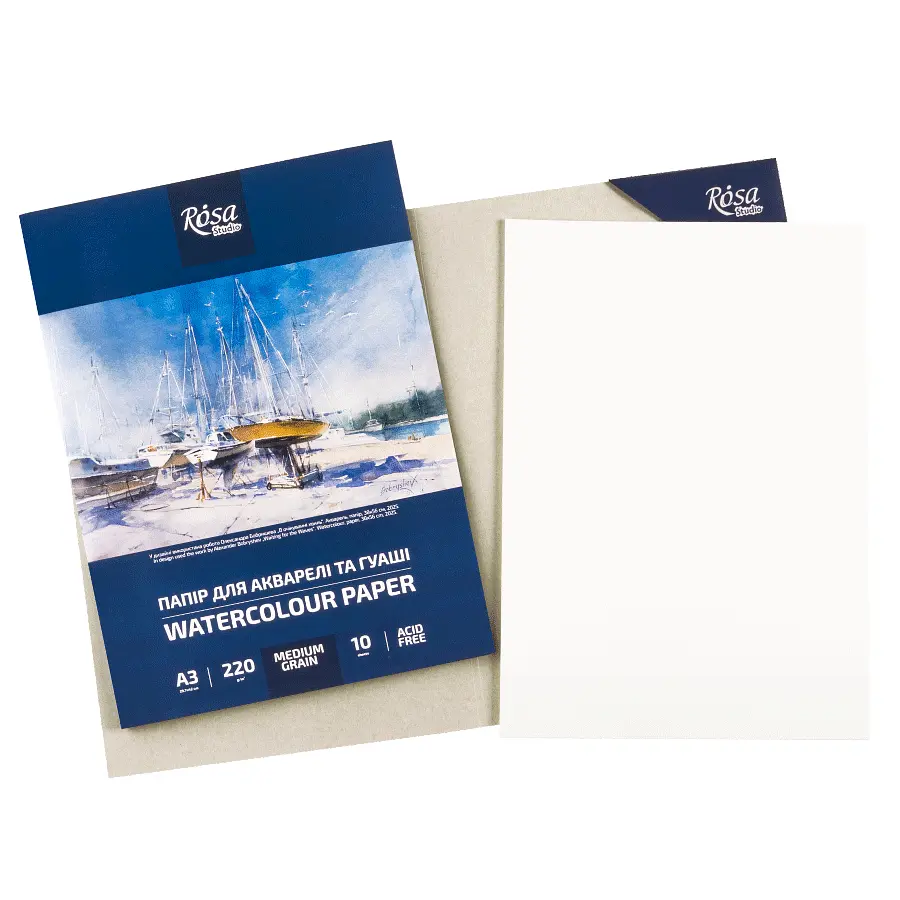 Папка для акварелі Rosa Studio А3 29,7х42см 220г/м2 10л Середнє зерно - фото 3
