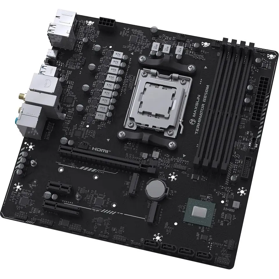 Материнська плата Maxsun Terminator AM5 B850M WIFI, B850, 4xDDR5, Int.Video (CPU), 4xSATA3, 2xM.2, 1xPCI-E 4.0 x16, 1xPCI-E 3.0 x4, 1xPCI-E 3.0 x1, ALC897, RTL8125BG, RTL8852BE, BT5.2, 4xUSB3.2/4xUSB2.0/1xUSB-C, DP/HDMI, Micro ATX - фото 4