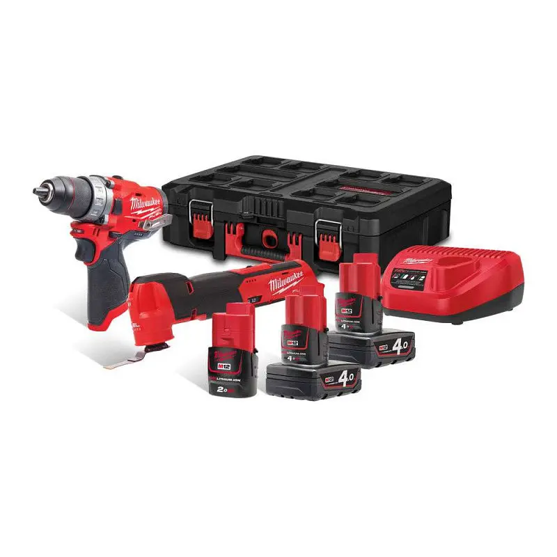 Набір з 2 інструментів акумуляторних безщіткових MILWAUKEE M12 FPP2AX-423P (зарядний пристрій С12 С, 2 акумулятори М12 В4 4А·год, 1 - фото 2