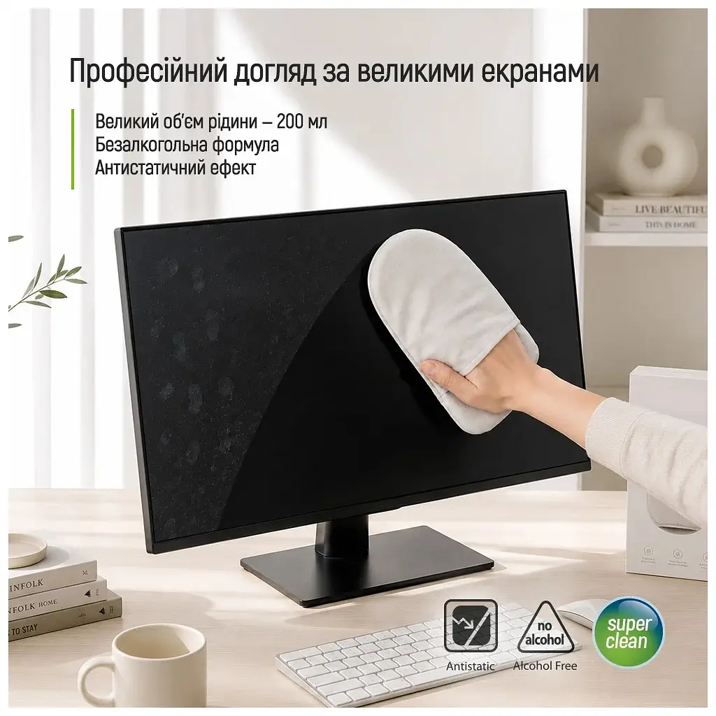 Спрей для очищення ColorWay Screens Cleaning Kit TV/OLED/LED/LCD 200ml + Microfibre (CW-2200) - фото 5