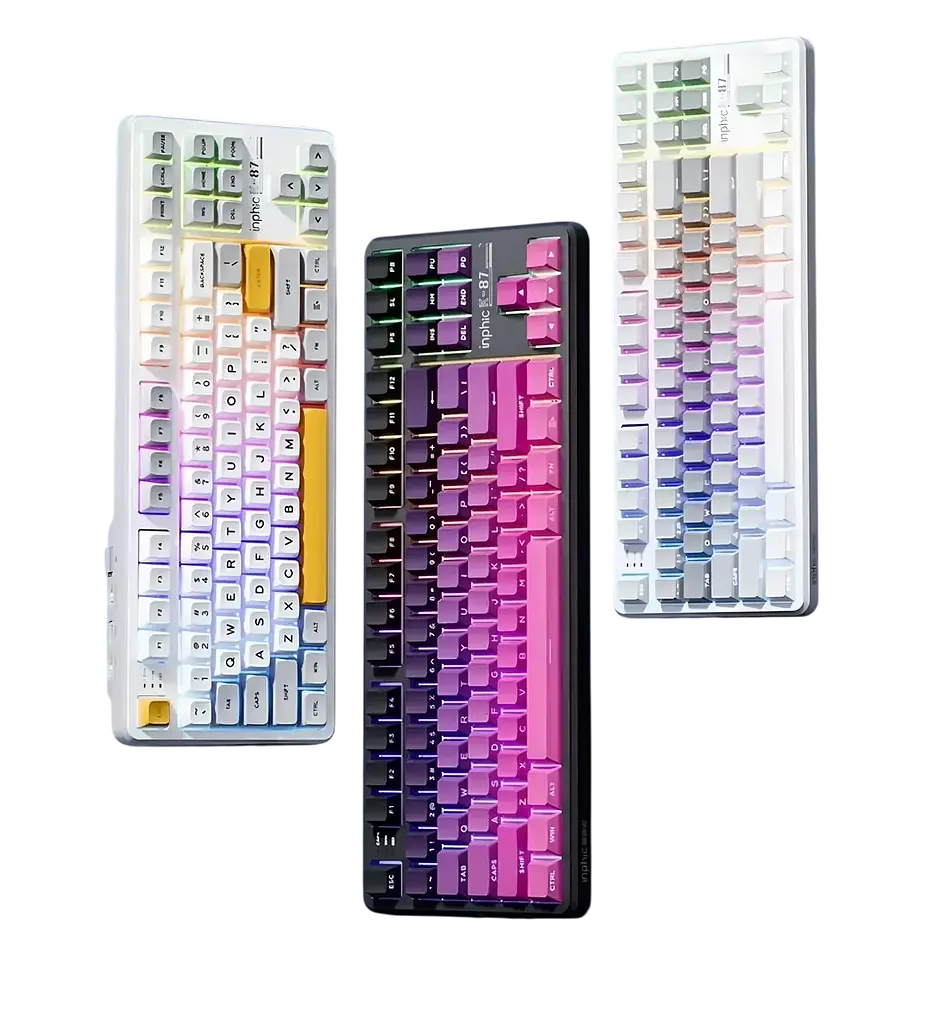 Клавіатура INPHIC K87 Black-Gold Switch Side Printed Gradient Black Pink - фото 3