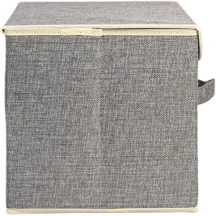 Ящик для зберігання МВМ My Home з кришкою текстильний 380x250x250 мм світло-сірий (TH-07 M LIGHT GRAY) - фото 3