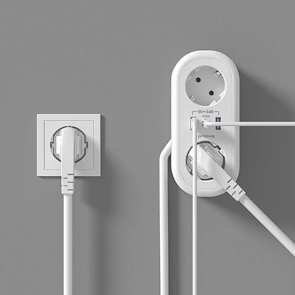Мережевий фільтр Proove Supercoil 20W (2xAC + Type-C + 2xSB) 1.5m white (PSPS25002102) - фото 5