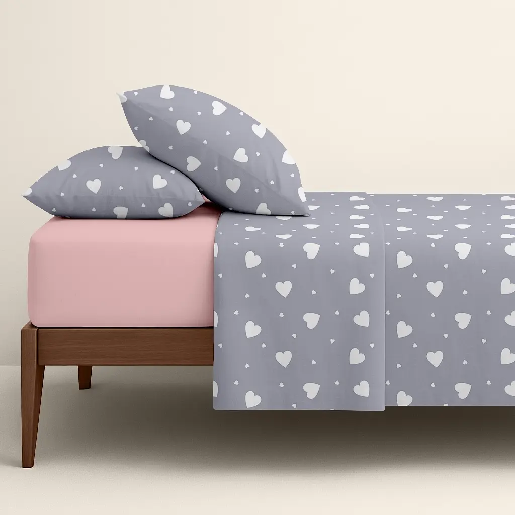 Комплект постільної білизни Cosas Calm hearts CS4 Сімейний графіт (CalmHearts_El180x30-40Rose_160x2) - фото 2