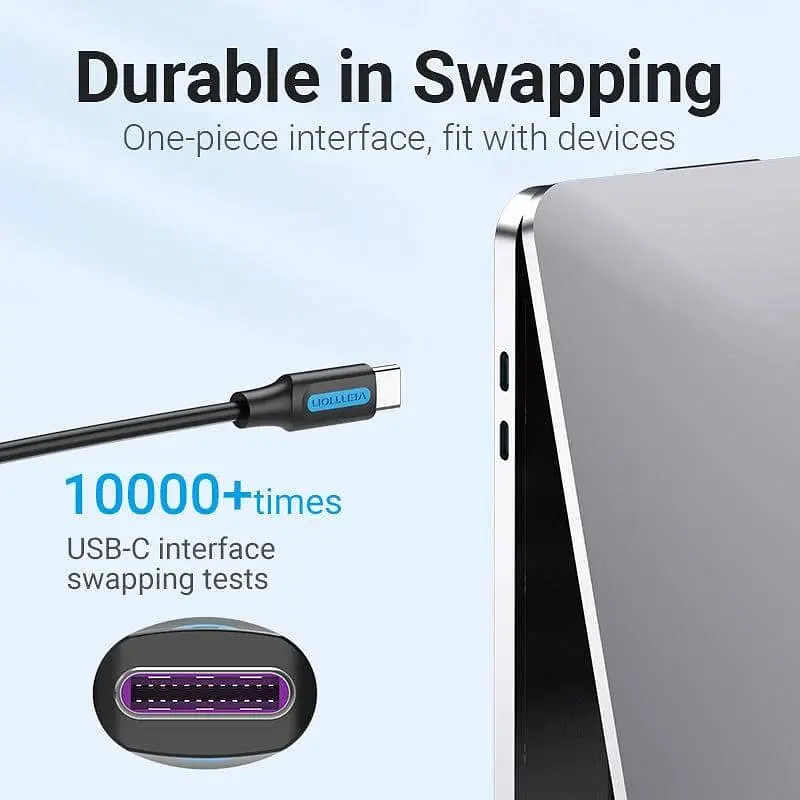 Кабель USB 2.0 Type-C M-M, 1 м, 100W Чорний, Vention - фото 5