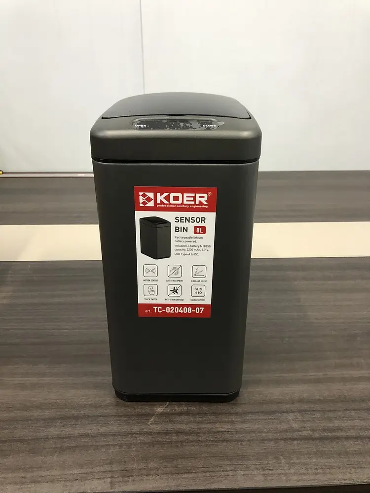 Відро для сміття сенсорне прямокутне Koer TC-020408-07 8 л graphite KR5590, Графит - фото 9