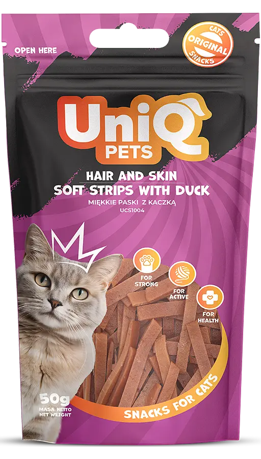 Ласощі для шкіри та шерсті котів Uniq PETS CAT SNACKS MIMI м'які смужки з качкою, 50 г - фото 3