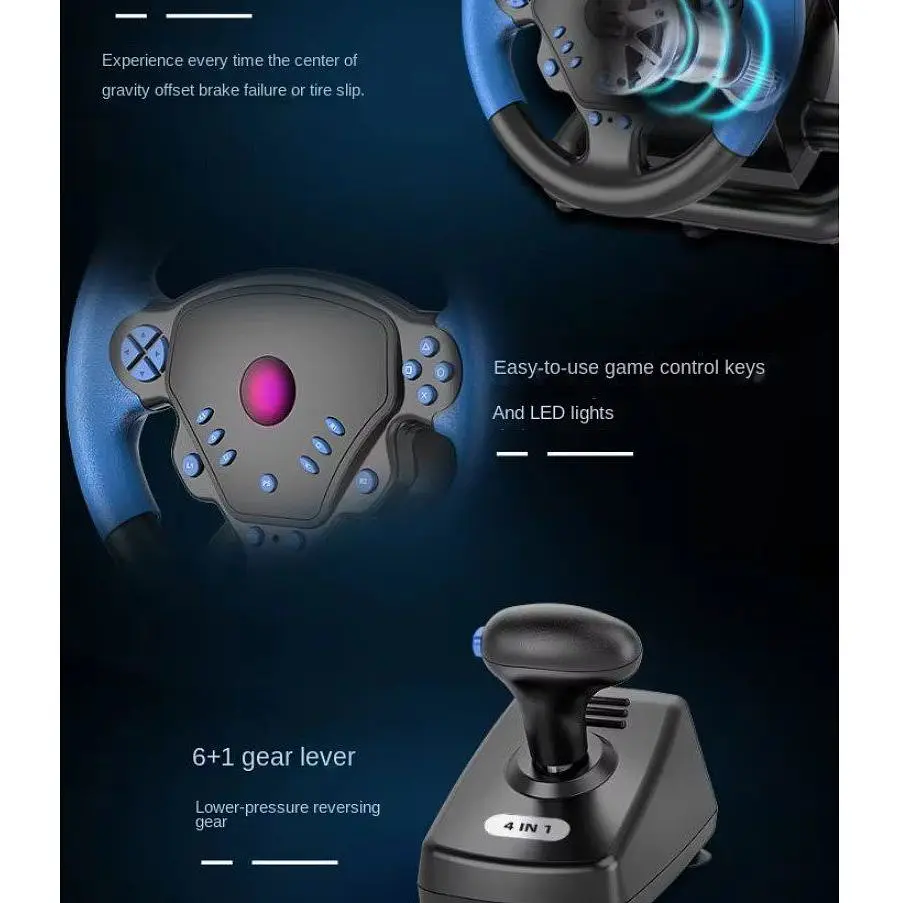 Руль гоночный игровой вибрационный с педалями Voltronic R4/1FA для PC/PS2/PS3/Android - фото 9