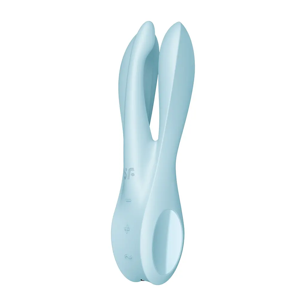 Кліторальний вібратор Satisfyer Threesome 1 Light Blue з трьома гнучкими пальчиками - фото 2