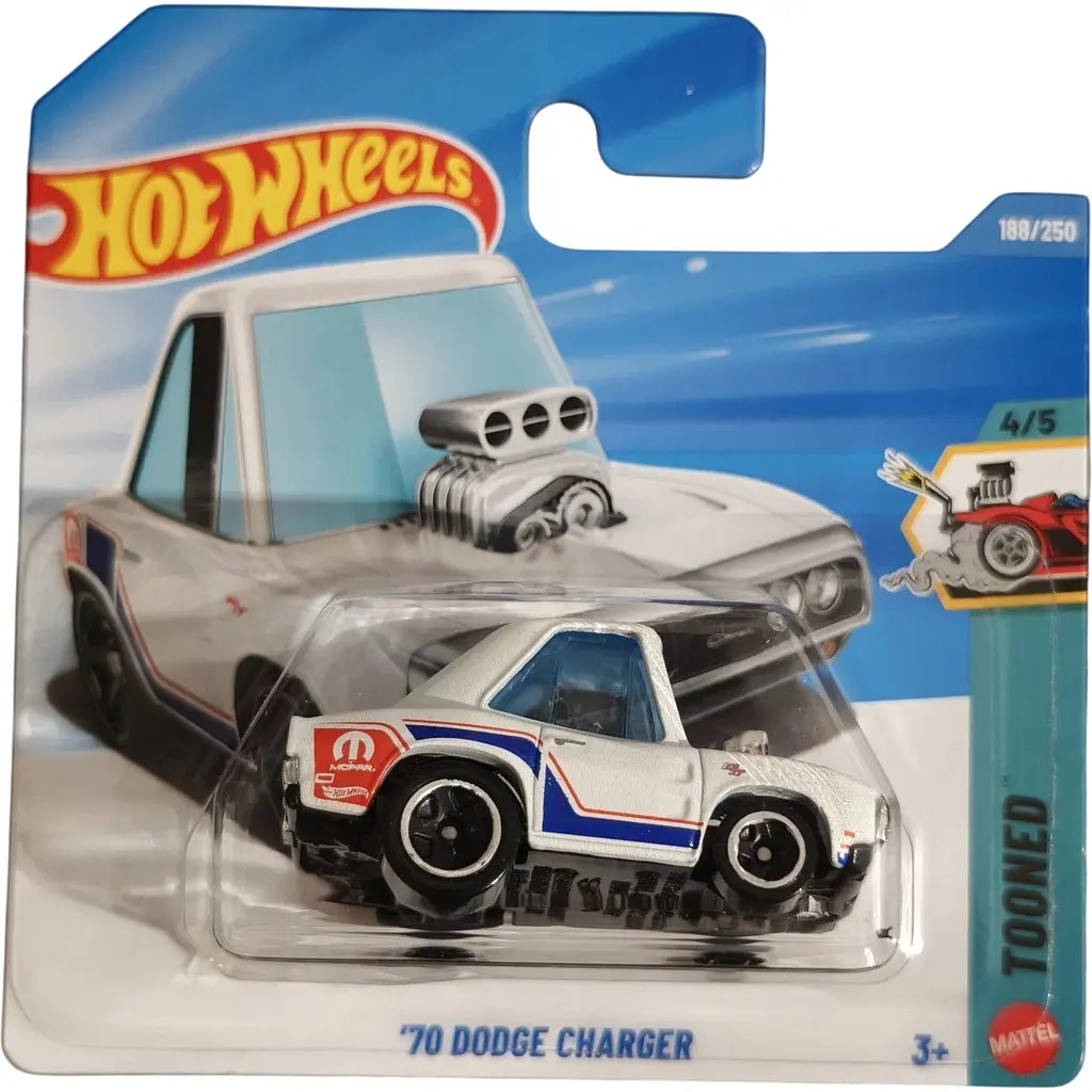 Базова машинка Hot Wheels Tooned 70 Dodge Charger біла (5785) JJK26-N521