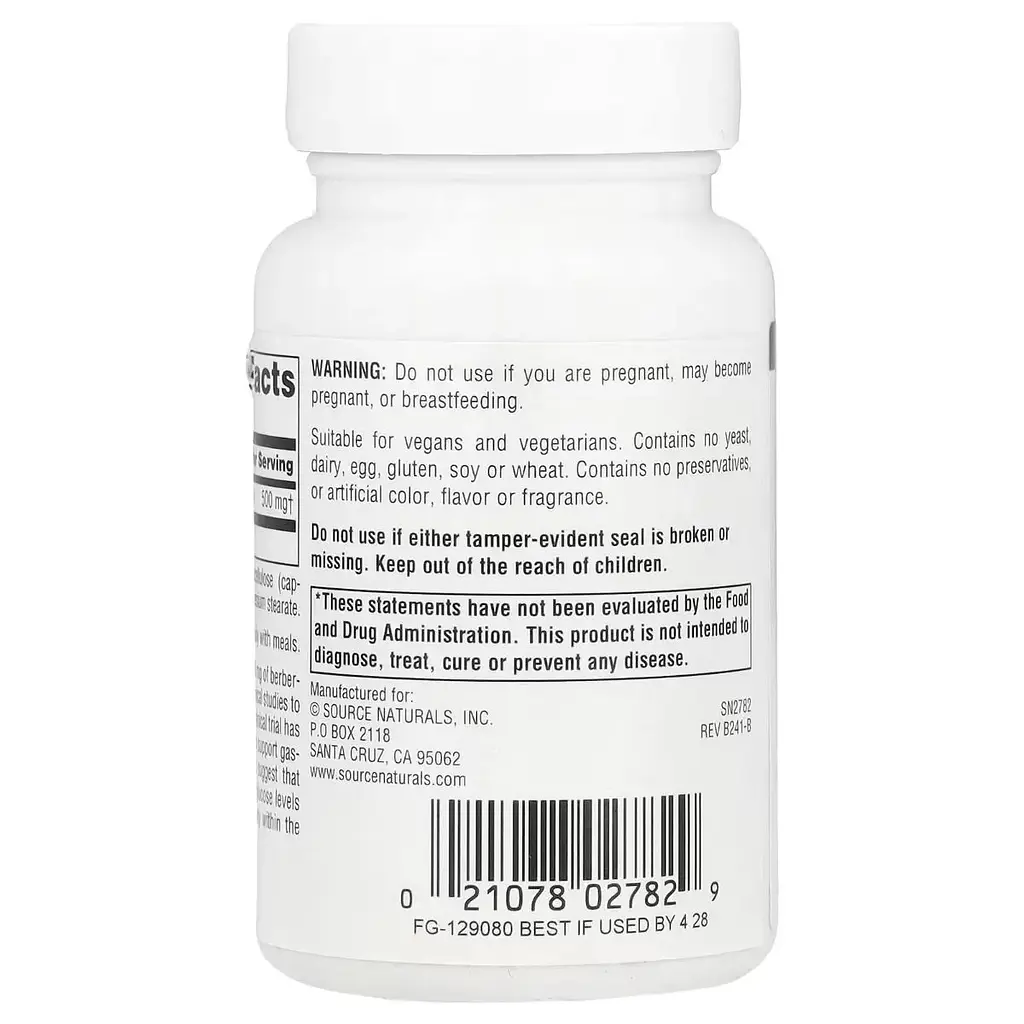 Берберін Source Naturals 500 мг 30 вегетаріанських капсул - фото 3