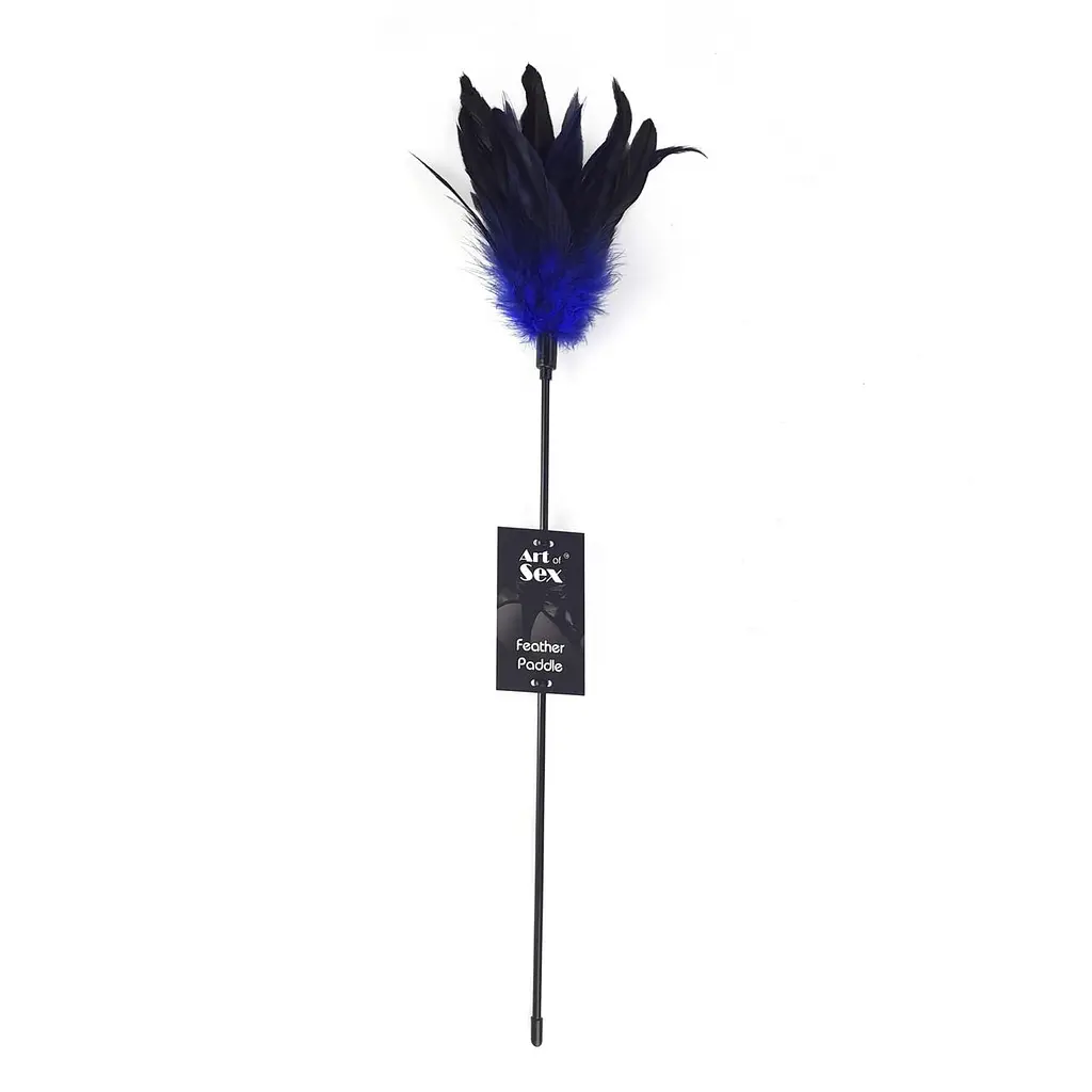 Щекоталка синяя Art of Sex - Feather Paddle, перо молодого петуха - фото 3