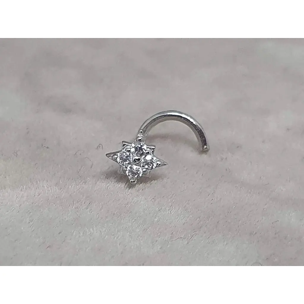 Золотая серьга-пирсинг Астор в нос с фианитами. 2182443Б - фото 2