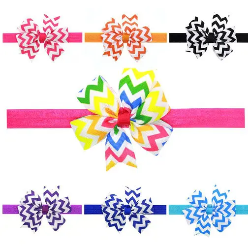 Пов'язка дитяча в смужку чорна - окружність 36-48 см розмір банта 9 см - фото 2