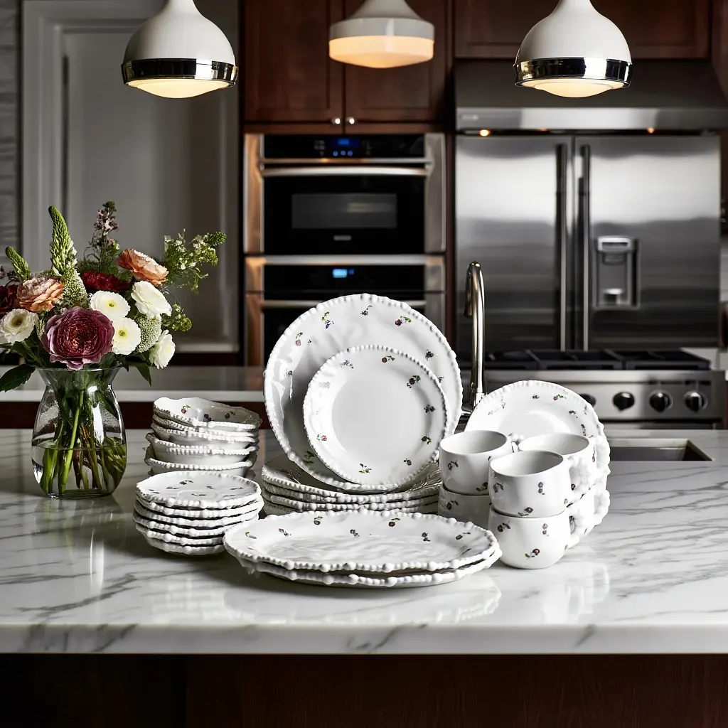 Столовый набор посуды тарелок и чашек 32 предмета на 6 персон Pearl фарфоровый Yiwu YY78-4A - фото 8