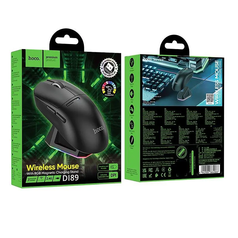 Миша HOCO RGB wireless mouse dock charging 3-mode DI89 |2.4G/BT/Type-C| - фото 2