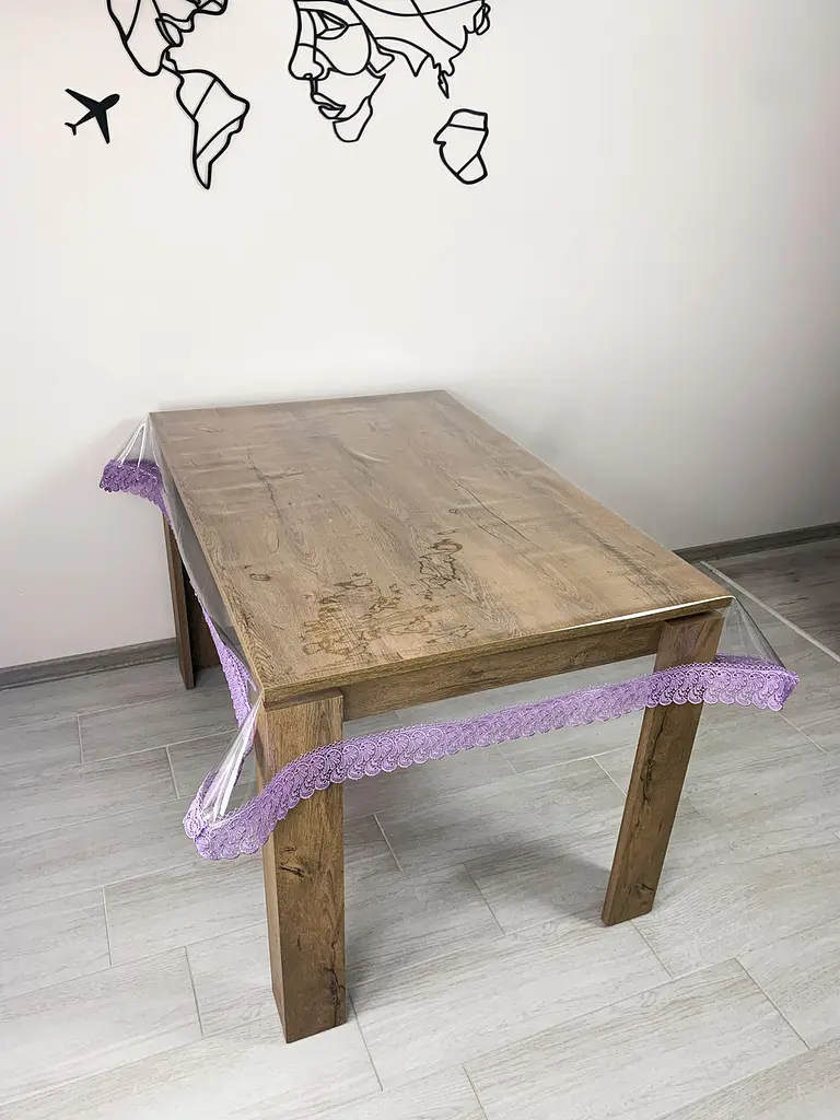 Силиконовая скатерть с лиловым кружевом 7 см 100х100 см - фото 6